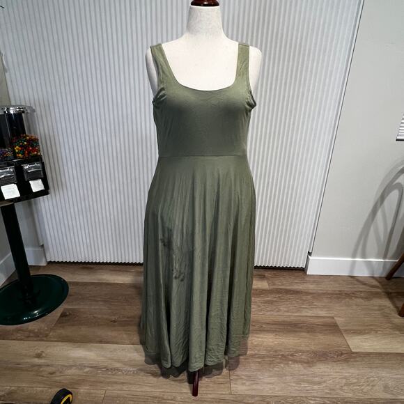 ATHLETA Women's Santorini Midi Dress Size L In Eucalyptus Olive - Picture 4 of 13